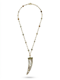 Collana con pendente a corno in madreperla e perla naturale