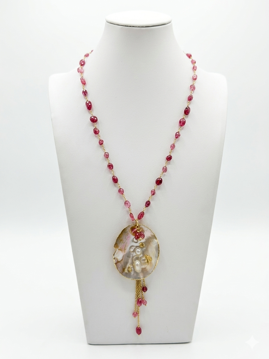 Collana artigianale Ninfea rosa