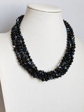 Collana in agata nera naturale e cristallo nero