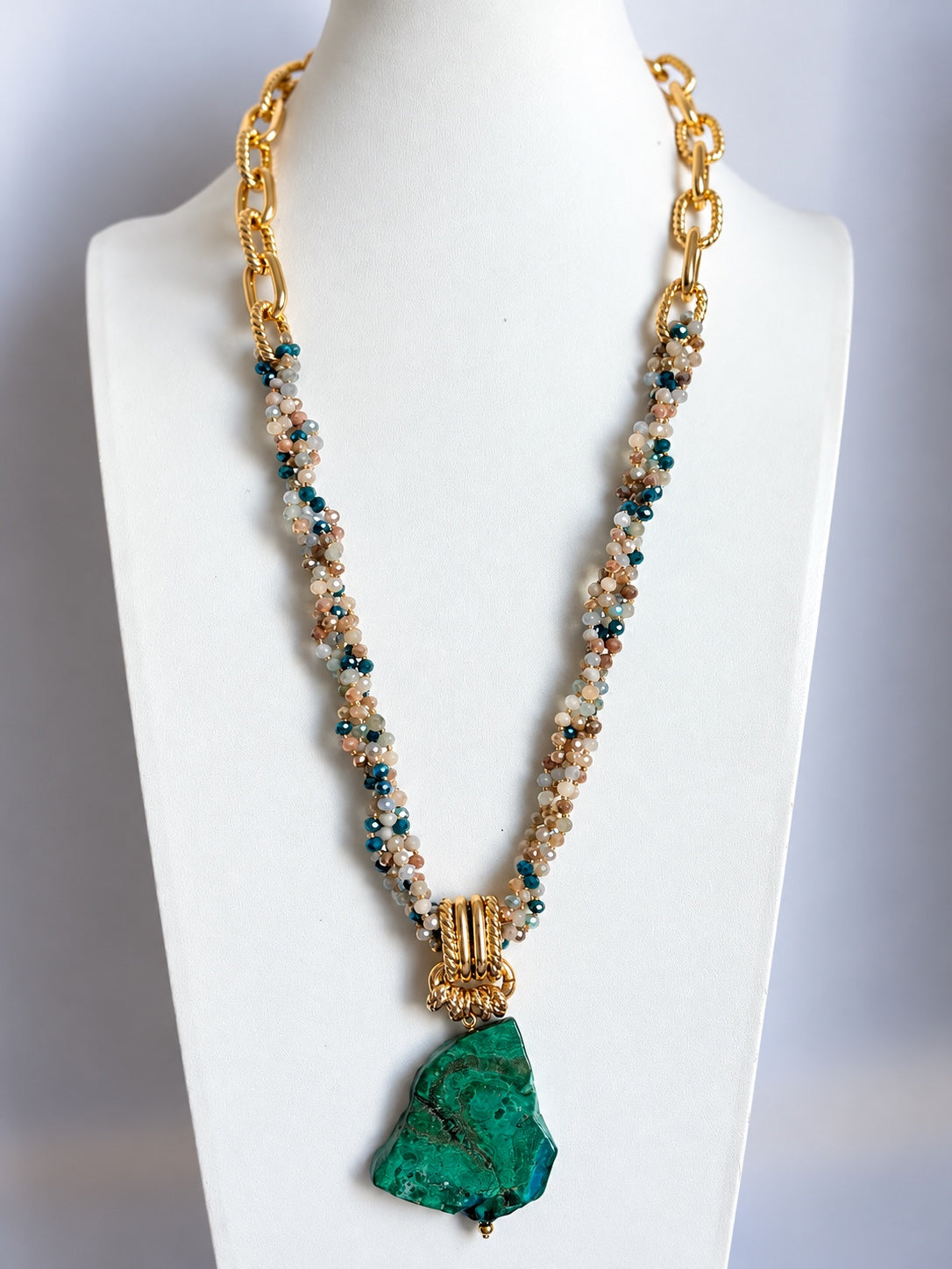 Collana torchon con crisocolla