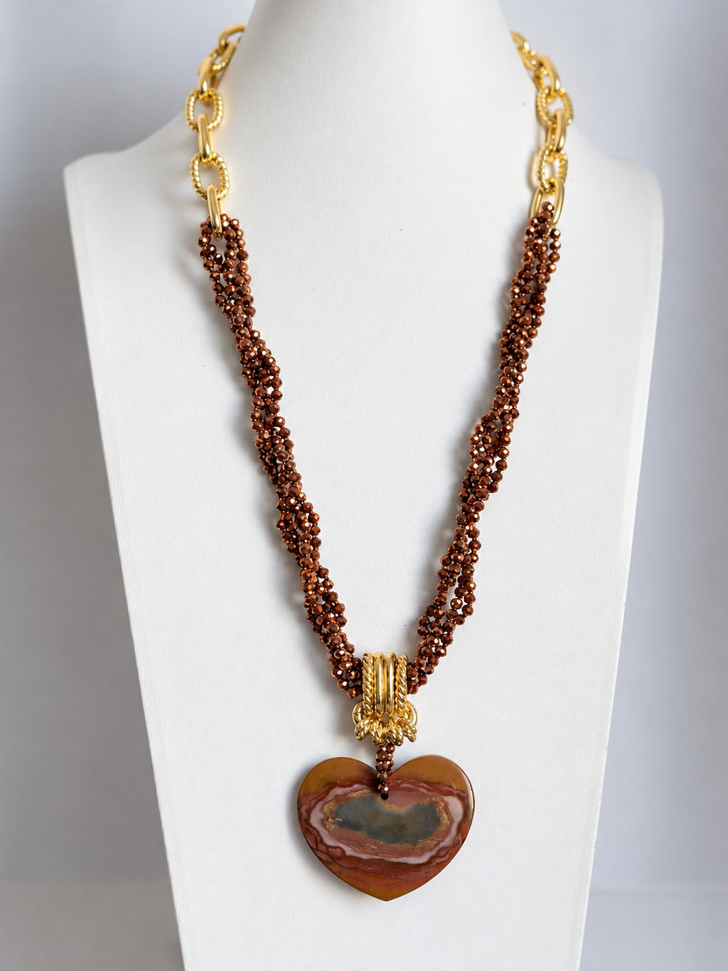 Collana artigianale con cuore in Diaspro