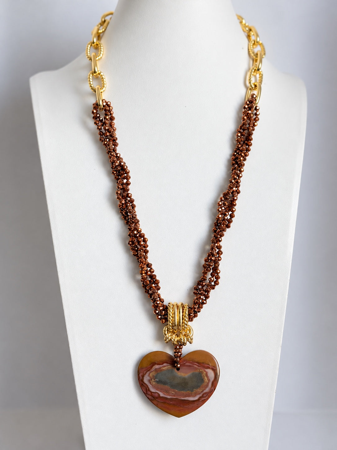 Collana artigianale con cuore in Diaspro