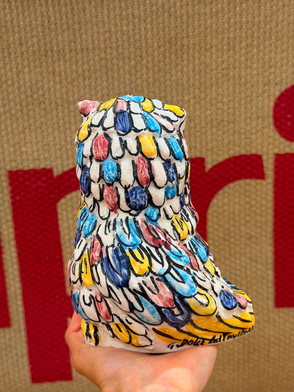 Gufo dipinto a mano in Ceramica di Caltagirone
