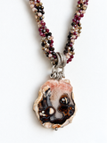 Collana artigianale torchon viola grigio con Agata naturale