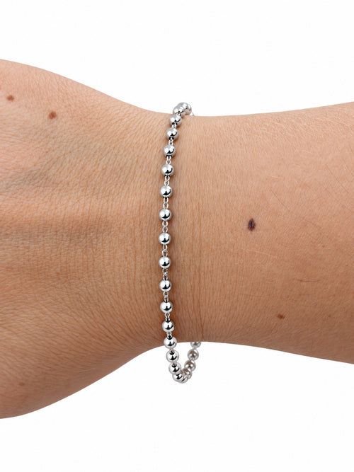 Bracciale boule e catena in Argento 925 indossato al polso