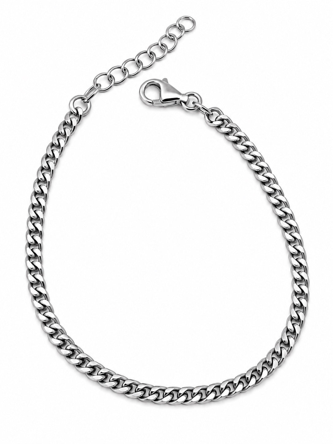 Bracciale catena groumette 3 mm in Argento 925 con chiusura e allungo