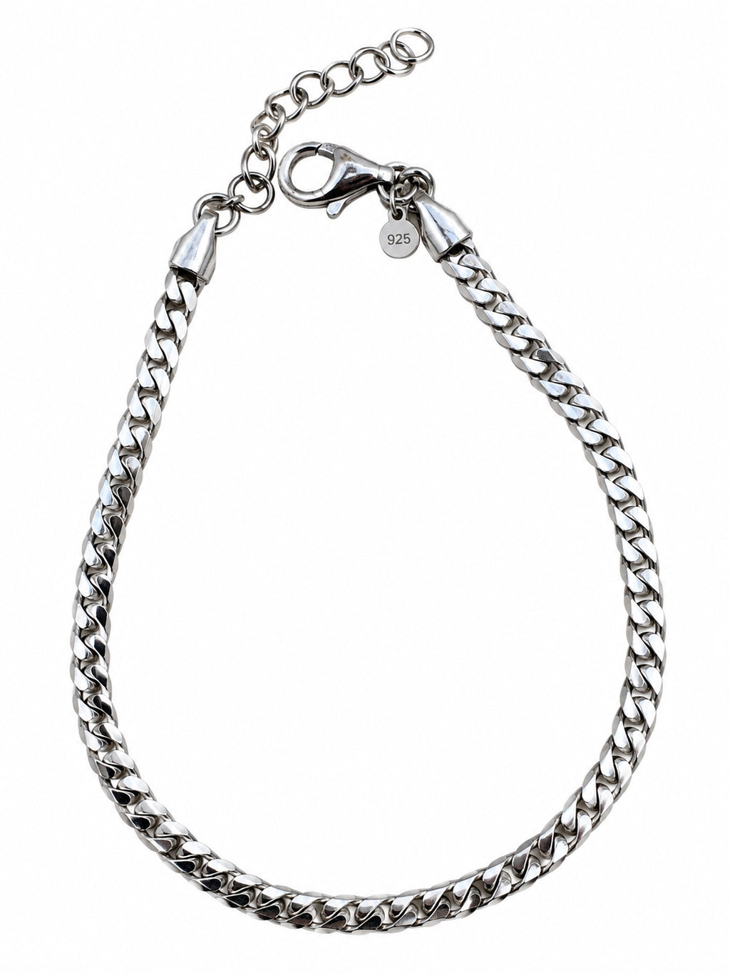 Bracciale catena groumette in Argento 925 con chiusura e allungo