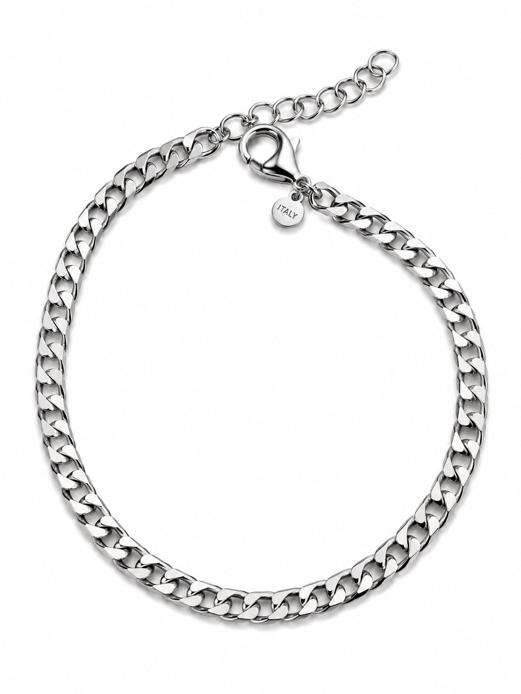 Bracciale catena groumette in Argento 925 con chiusura e allungo