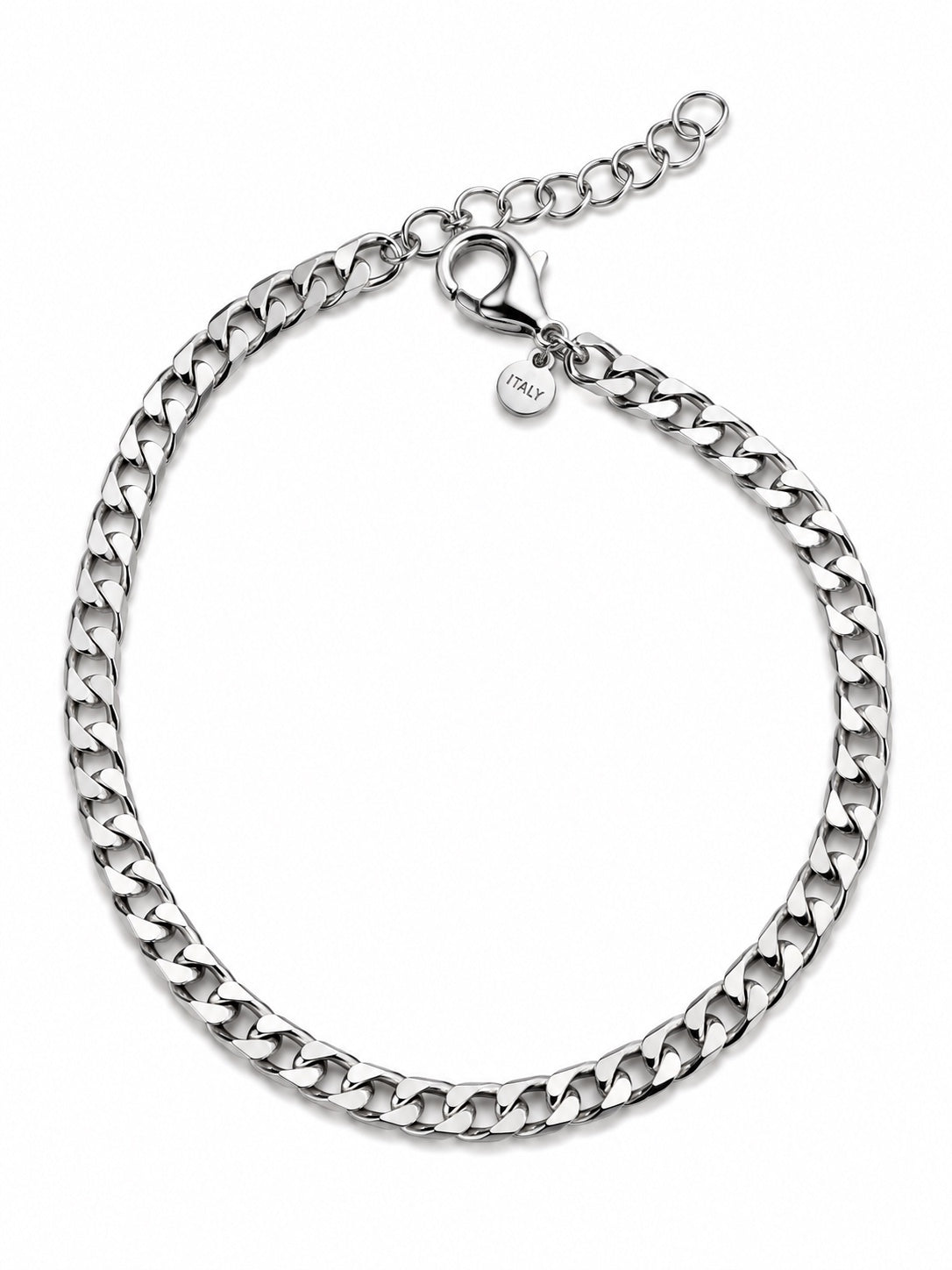 Bracciale catena groumette in Argento 925 con chiusura e allungo