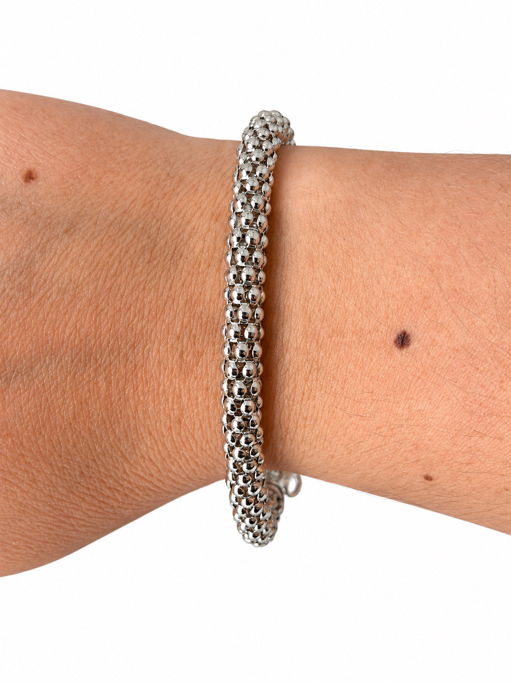 Bracciale catena tubolare spesso 6 mm in Argento 925 indossato
