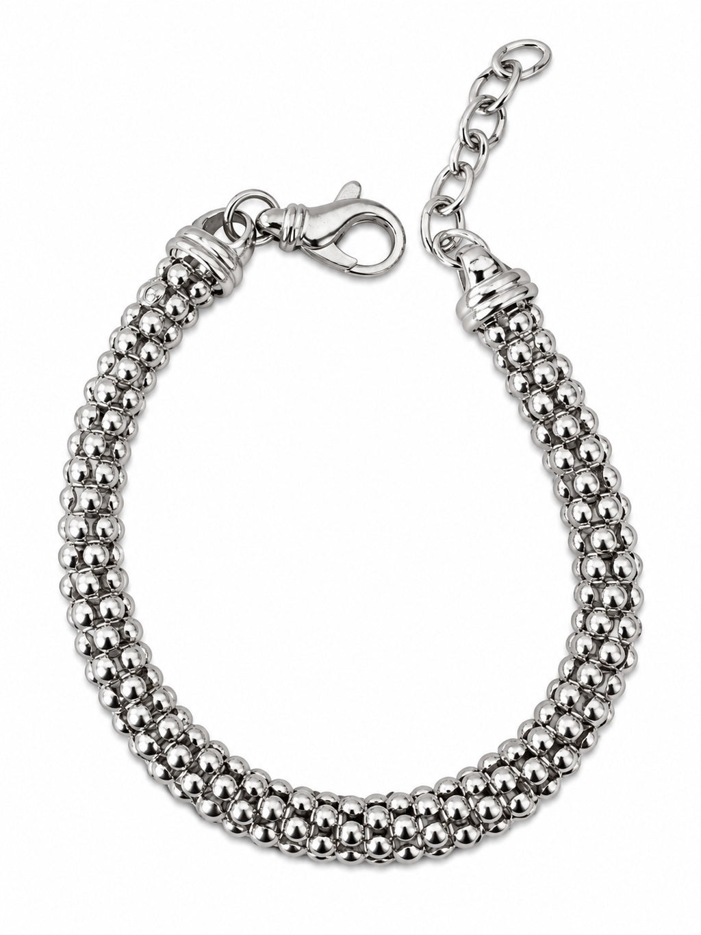 Bracciale catena tubolare spesso 6 mm in Argento 925 su sfondo bianco