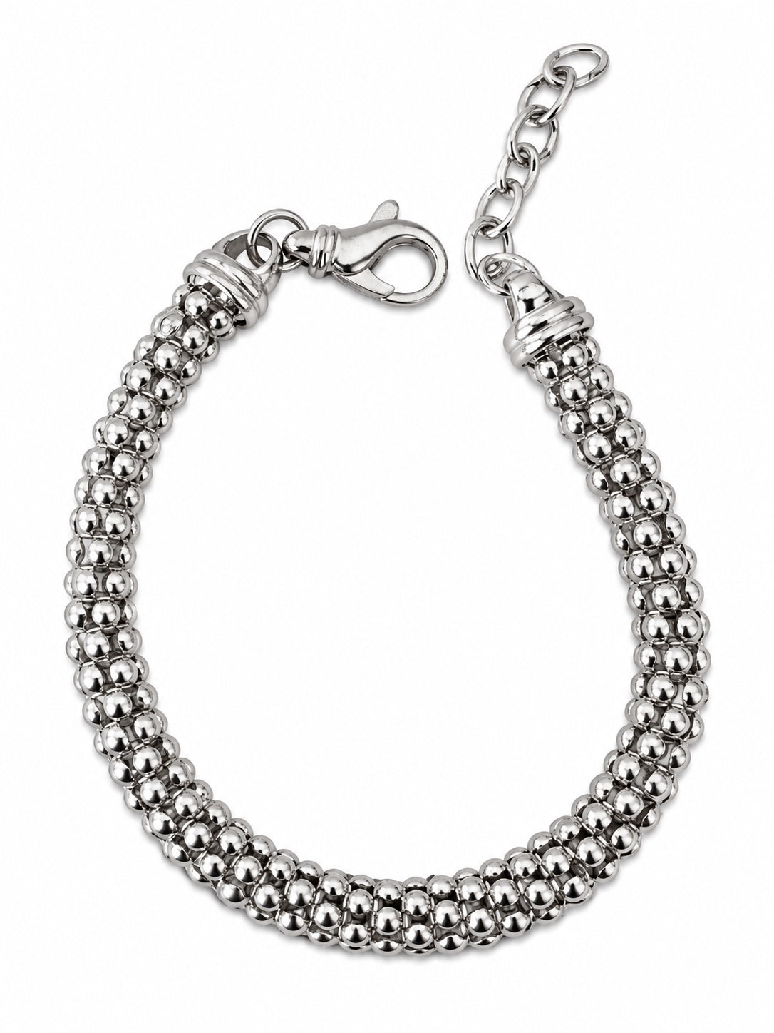 Bracciale catena tubolare spesso 6 mm in Argento 925 su sfondo bianco