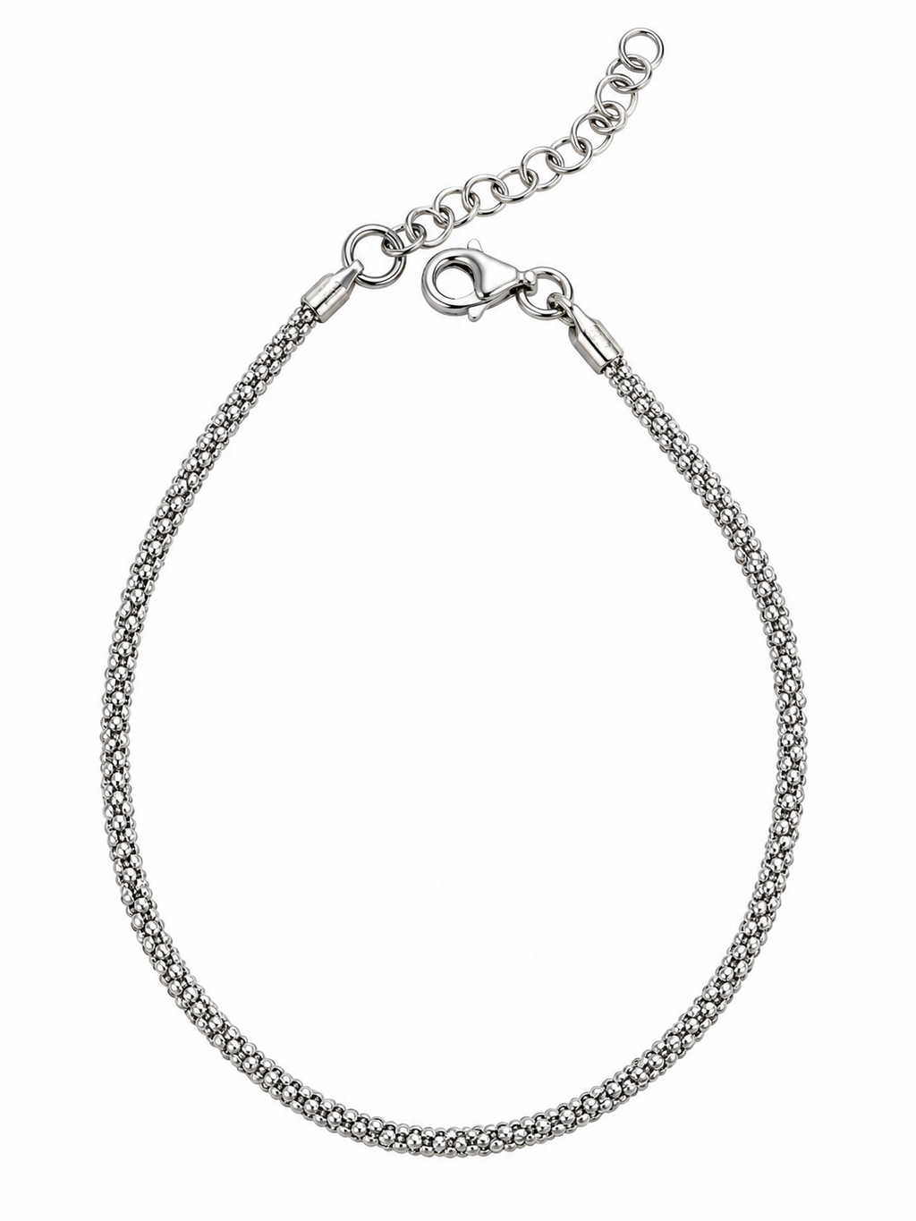 Bracciale catena tubolare in Argento 925 con chiusura e allungo