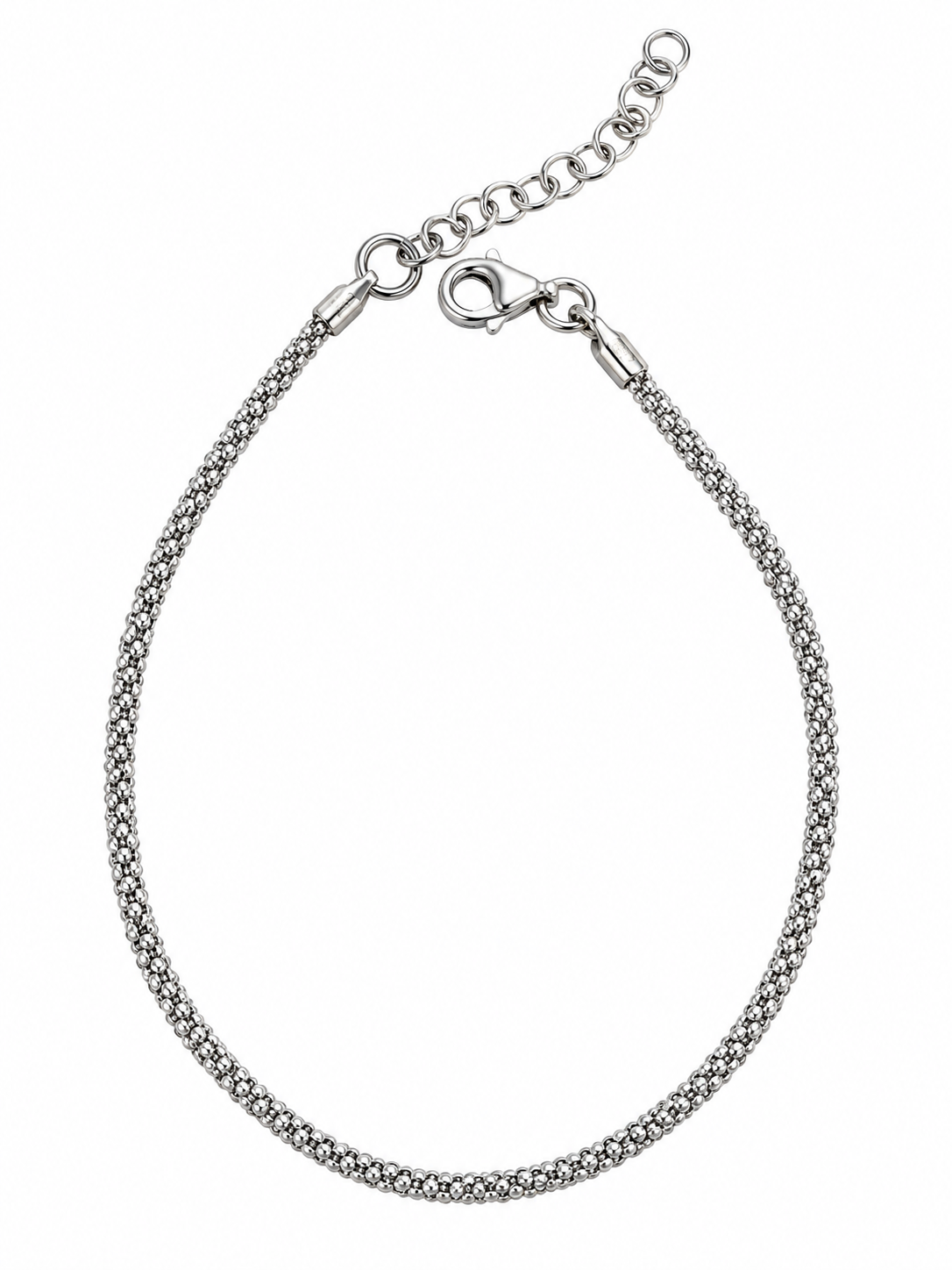 Bracciale catena tubolare in Argento 925 con chiusura e allungo