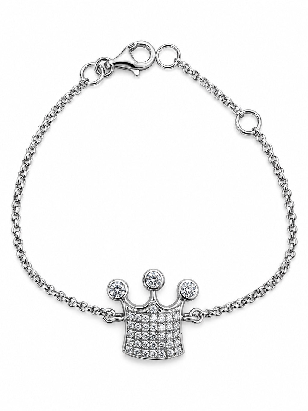 Bracciale con corona in Argento 925 su fondo bianco