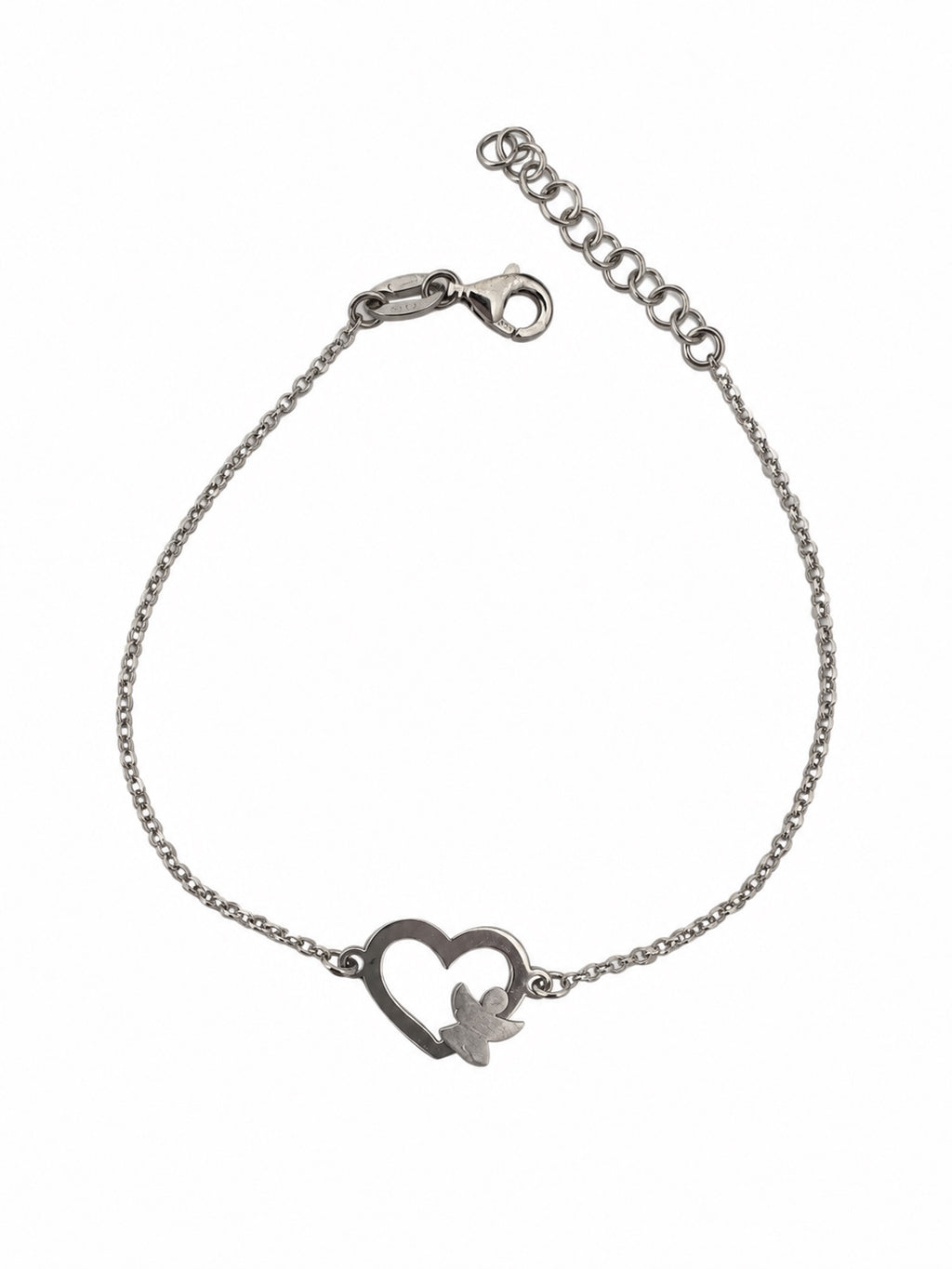 Bracciale catena con cuore e angioletto in Argento 925