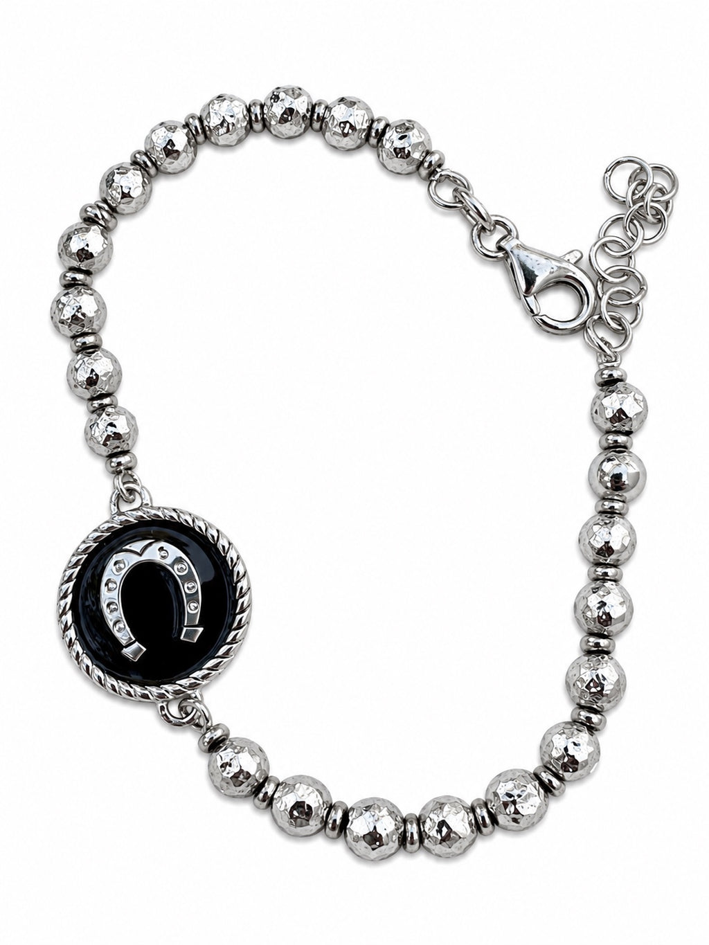 Bracciale ferro di cavallo con boule inserite nella catena in Argento 925