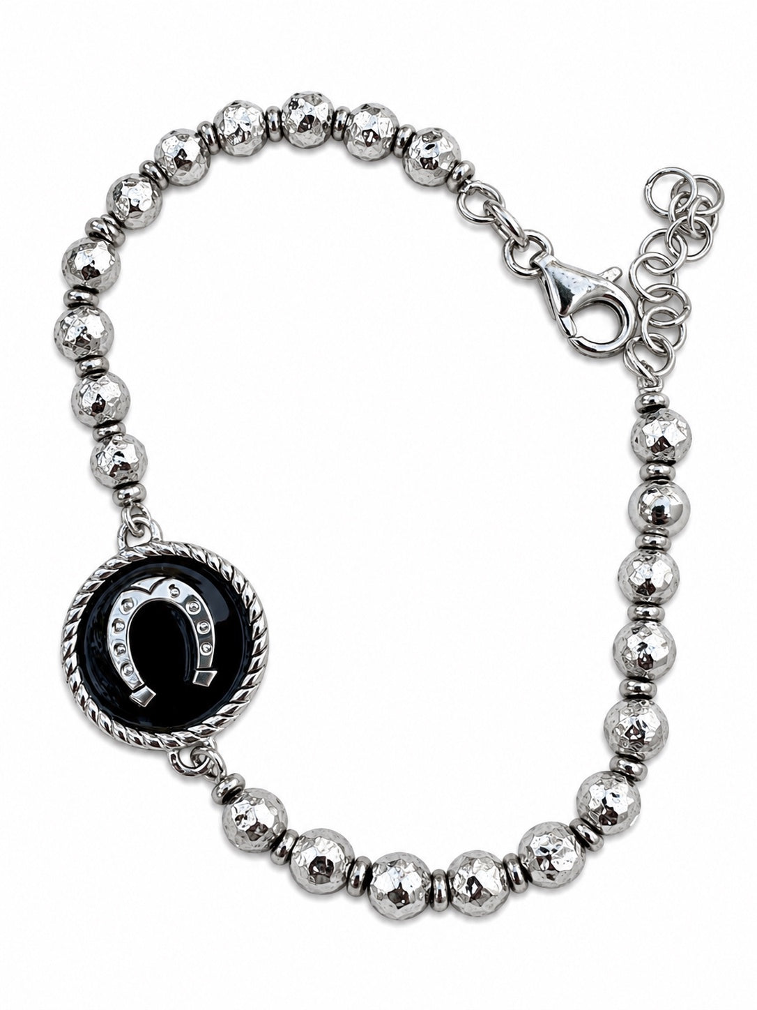 Bracciale ferro di cavallo con boule inserite nella catena in Argento 925