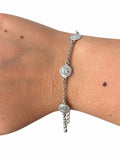 Bracciale monete e catena roló in Argento 925 indossato