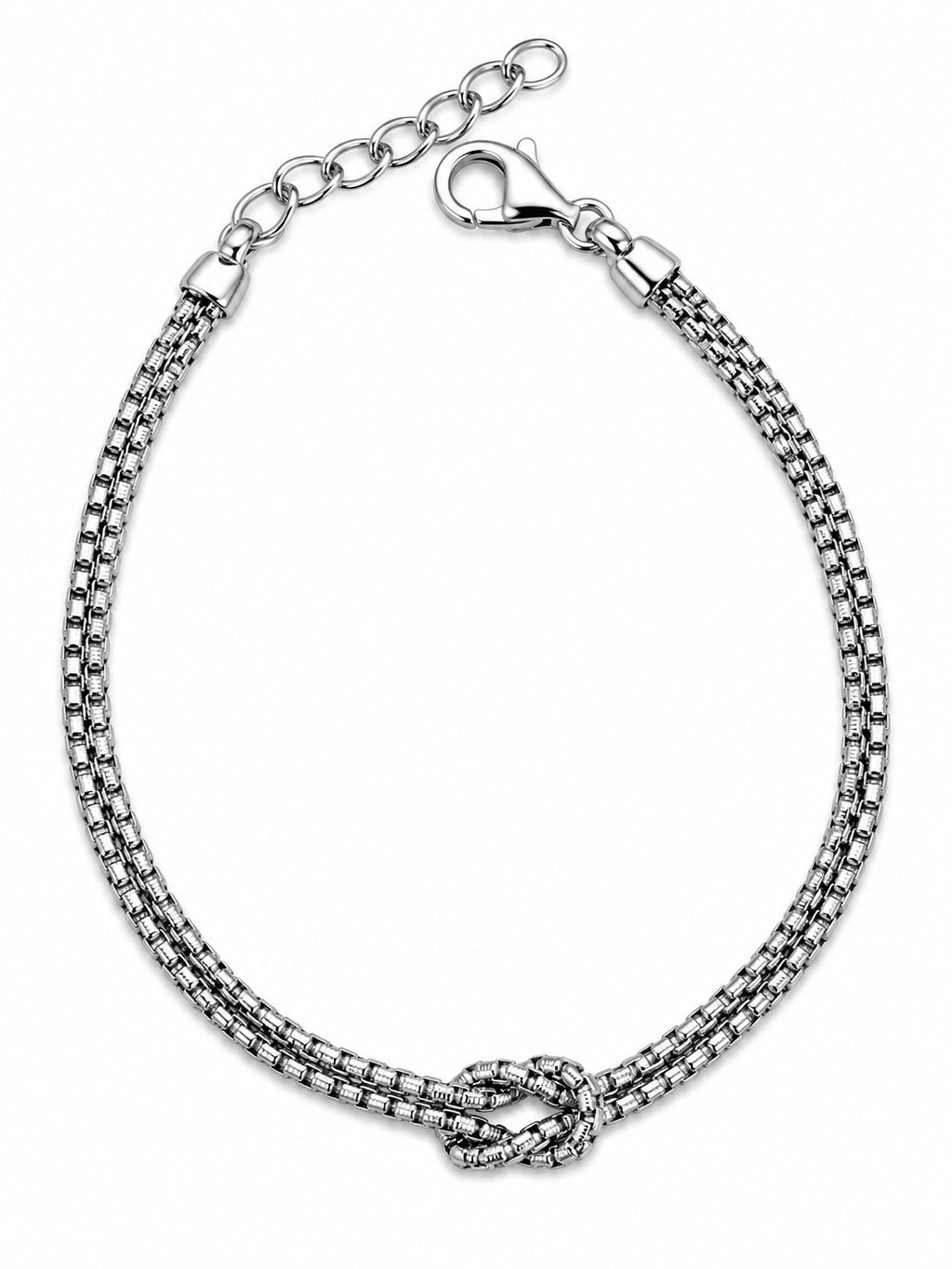 Bracciale nodo d’amore in Argento 925 con chiusura e allungo
