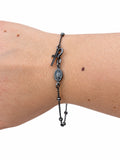 Bracciale rosario catena in Argento 925 brunito indossato al polso
