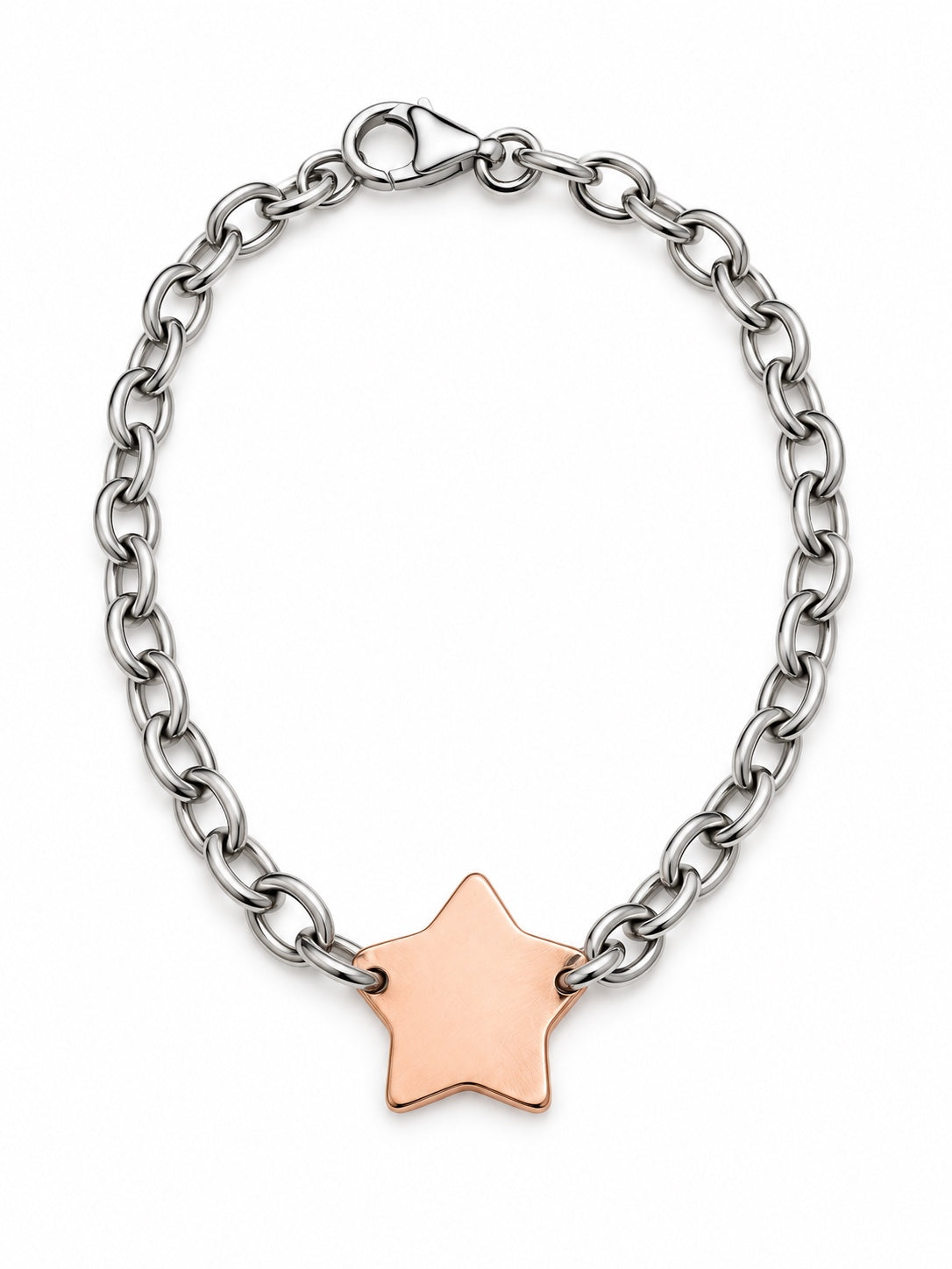 Bracciale con stella in argento rosato e catena in Argento 925