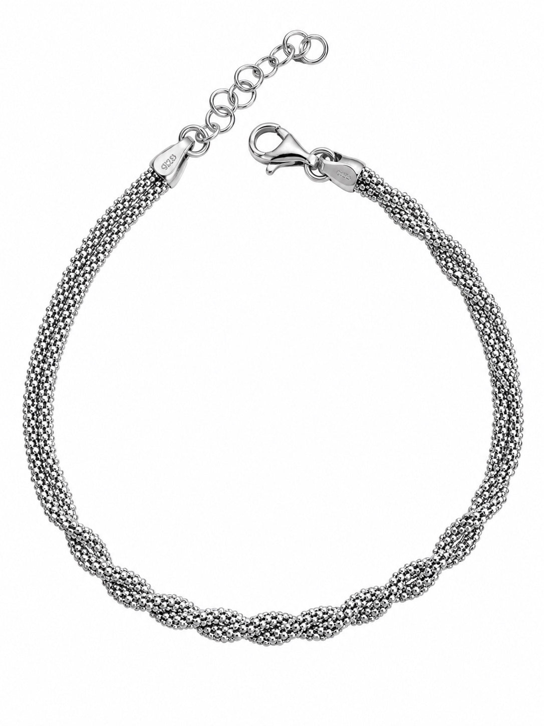 Bracciale torcion centrale con catena tubolare in Argento 925 con chiusura e allungo