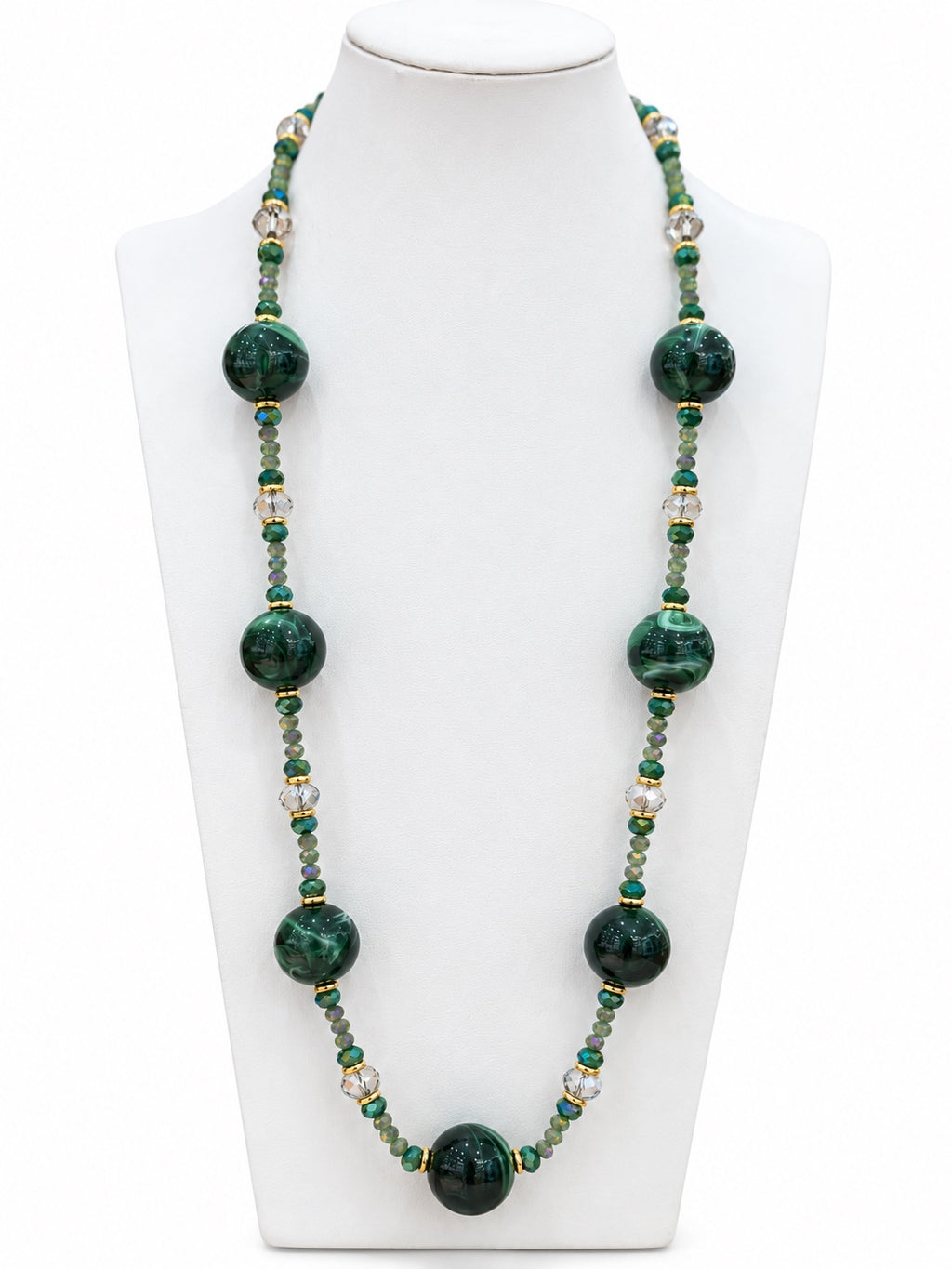 Collana in cristallo con boule verdi, vista completa