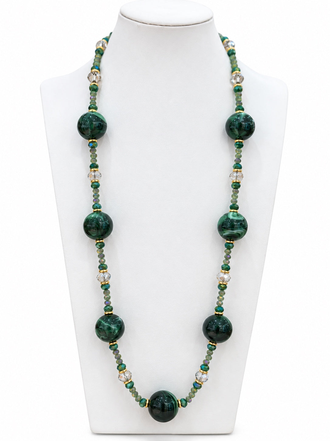 Collana in cristallo con boule verdi, vista completa
