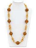 Collana torcion con boule ambra chiara in resina, vista completa