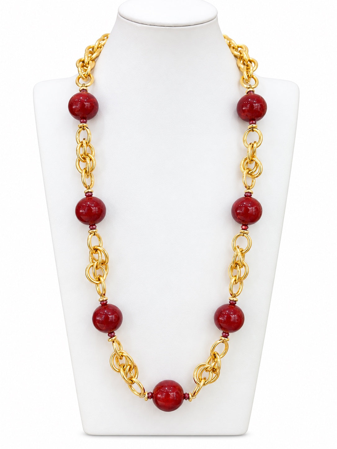 Collana torcion con boule bordeaux in resina, vista completa