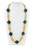 Collana torcion con boule verdi in resina, vista completa